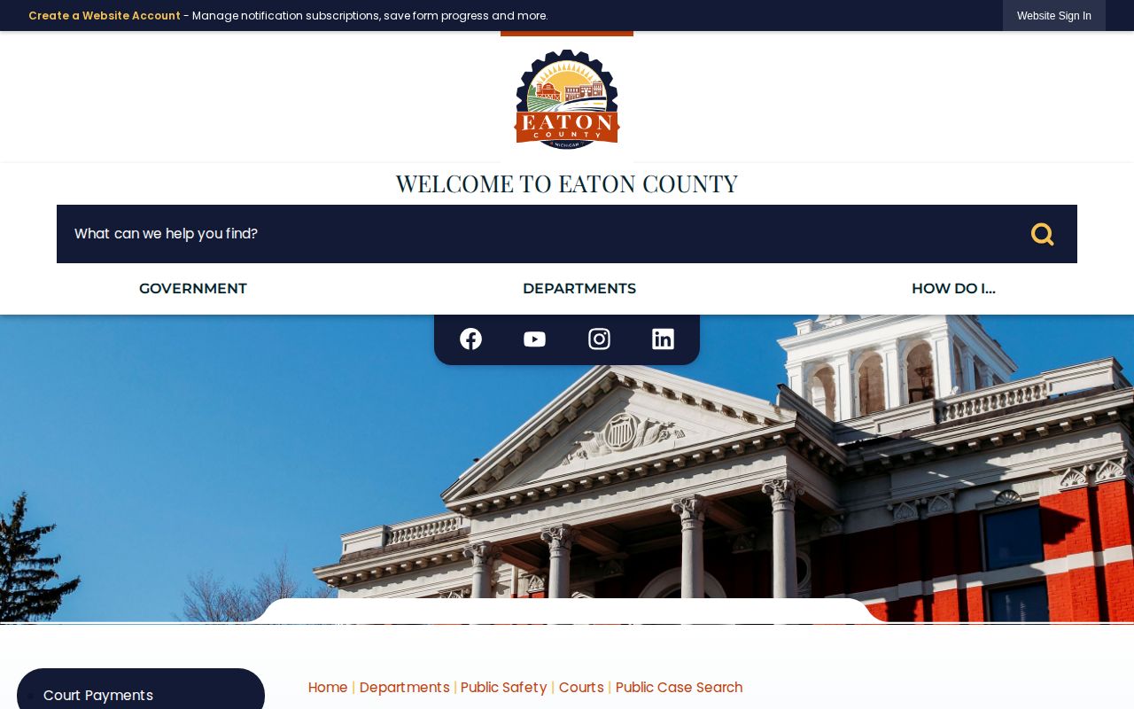 Eaton County released inmate trial court search gateway